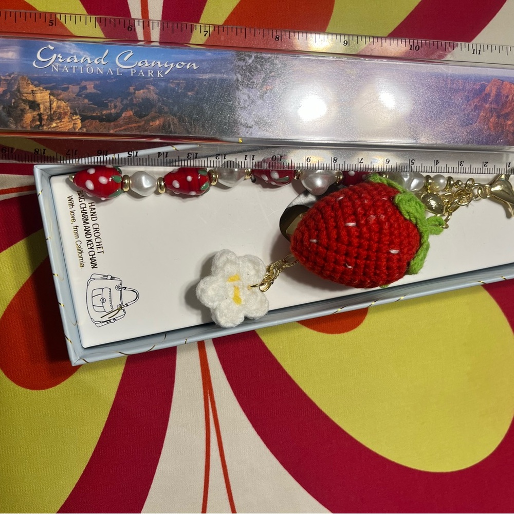 Strawberry and Flower Keychain